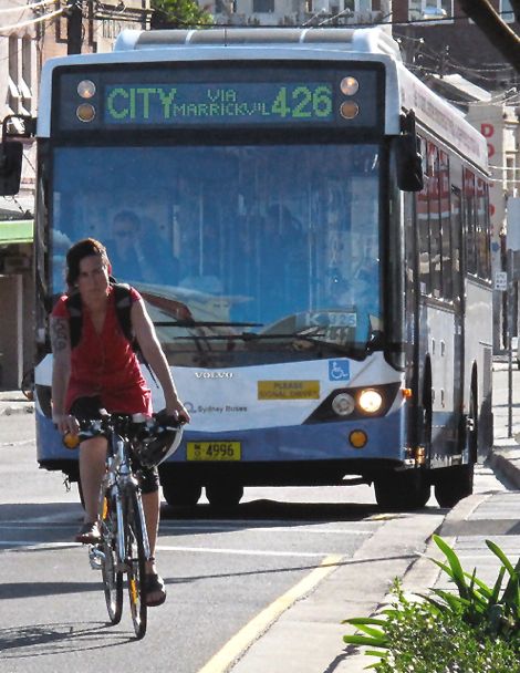 Bus and cyclist